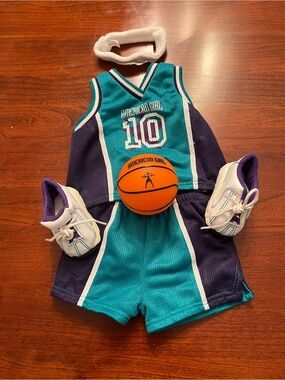 American Girl Teal & Purple Basketball Jersey Set